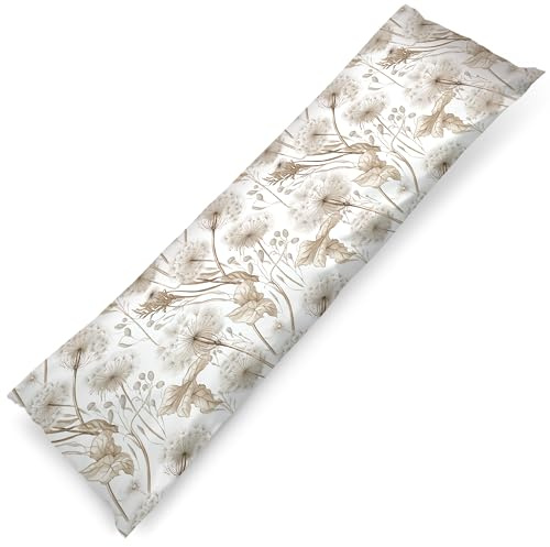 PinkZebra Seitenschläferkissen Bezug 40 x145 cm aus 100% Baumwolle, Kissenbezug für Kinder & Erwachsene, Kissenhülle mit Reißverschluss, Öko-tex Standard 100, Pusteblume