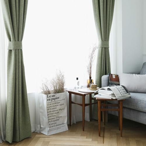 Cortinas oscurecedoras para ventana trasera para dormitorio, color verde, paquete de 2 unidades, poliéster, color sólido, 137 x 160 cm (ancho x alto)