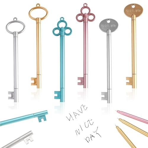 SZZETK 24 Pezzi Penna a Forma Chiave, Penna chiave, Penne Gel Vintage a Forma di Chiave Penne Gel Creative per Ufficio, Cancelleria, Materiale Scolastico, Regali Degli Studenti