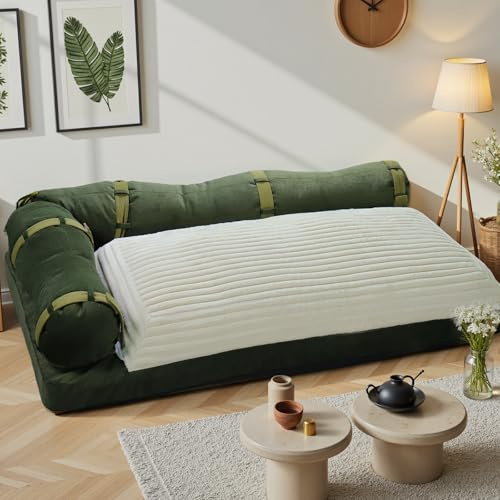 strusery Cama de Suelo mullida 180cm, sofá-Puff con Cojines de bambú y Textura Peluda para una relajación Absoluta