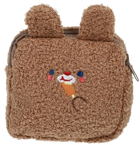 LOORGVEL Bolsa para Compresas Higiénicas de Felpa Diseño de Conejo de Dibujos Animados Estuche Compacto Marrón Soporte para Compresas de Lactancia Adecuado para Uso Diario y Viaje