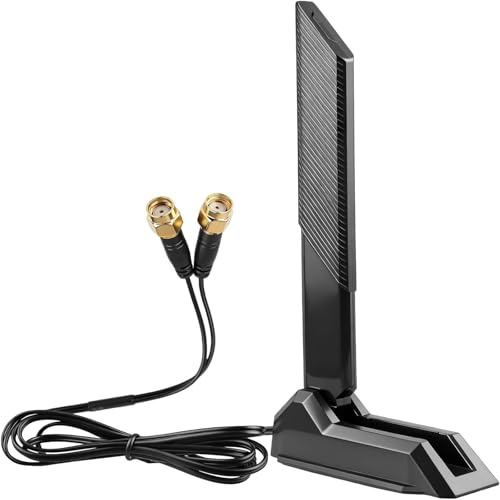 Wifi Antenna, Tri-Band 2.4GHz/5.8GHz 6E WiFi Omni Antenna with Base Compatible with ASUS ROG Strix Gaming Motherboard, Router Range Extender Booster Computers Gaming Foldable(Double-RMA Female)
