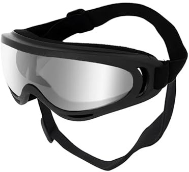Hundglasögon, husdjur solglasögon hundglasögon utomhus husdjur glasögon för stora hundar vindtät ridning UV-skydd (silver)