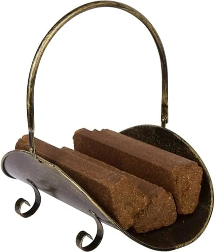 Heavy Duty Metal Firewood Basket - Indoor Fireplace Log Holder & Outdoor Wood Storage Rack(Brass color)