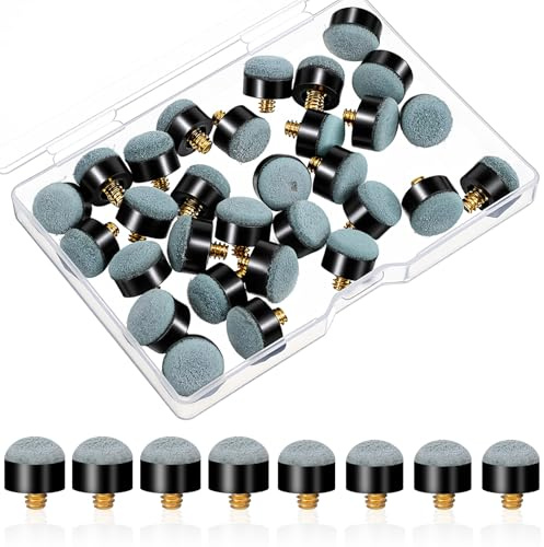 30 Stück Billard Queue Spitzen 12mm/13mm Ersatz Schraub Tipps Billiard Cue Spitze Reparaturset Pool Queues Spitzen Ersatzspitzen Zubehör Set Billard Queue Zubehör für Billardstöcke Pool Queues