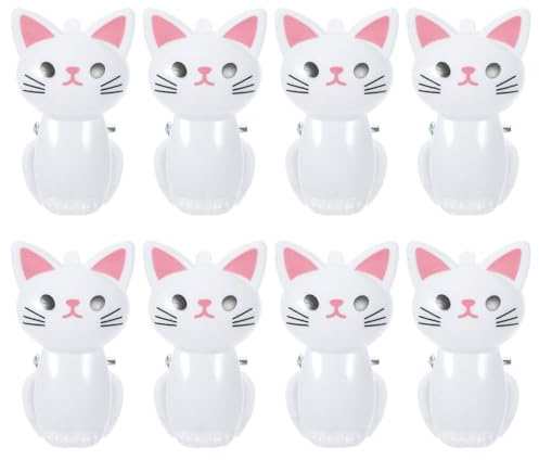 OSALADI Lot de 8 Pinces de Fermeture en Plastique Blanc Forme Chat Clips pour Sachets Alimentaires Clips Hermétiques pour Paquet de Chips Multifonctions pour Bureau et Maison Fermeture