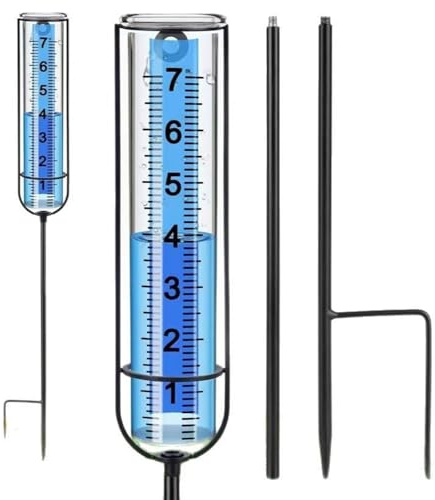 FROMCEO Utenti anziani Grandi pluviometri contrassegnati Installazione semplice Base in metallo stabile Decorazione da giardino per precipitazioni accurate Pioggia in scala chiara