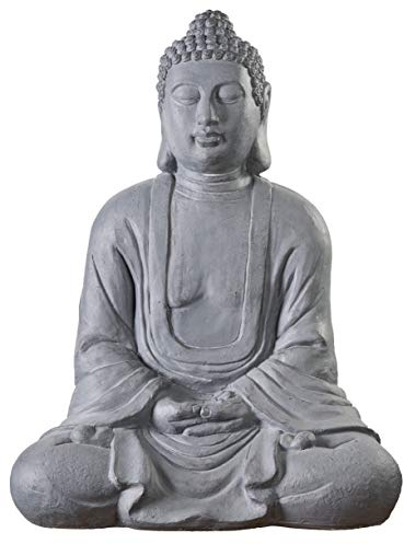 Neustein Großer Buddha 80cm Steinoptik grau Dekor Figur XB3001