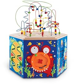 Hape Aktivcenter Korallenriff, Motorikschleife - aus Holz, farbenfrohes Lern- und Motorikspielzeug zur Förderung von Feinmotorik und Sensorik, Baby Spielzeug ab 6 Monaten