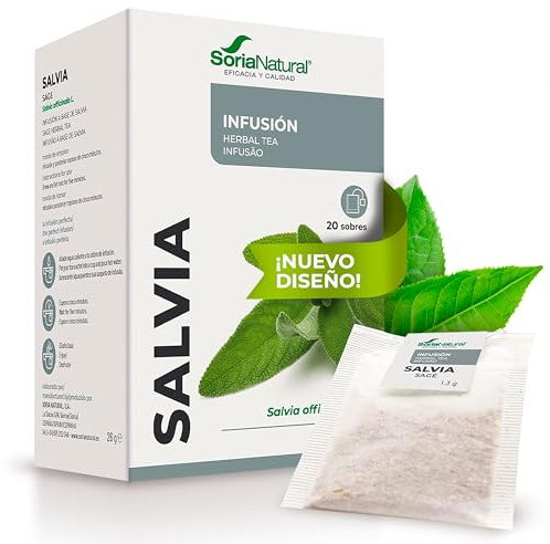 Soria Natural Salvia Infusión – Salud Femenina – Ayuda en Caso De Síntomas de Menopausia - Infusión de Salvia (Salvia officinalis) – 100% Natural - Caja con 20 Bolsas Filtro