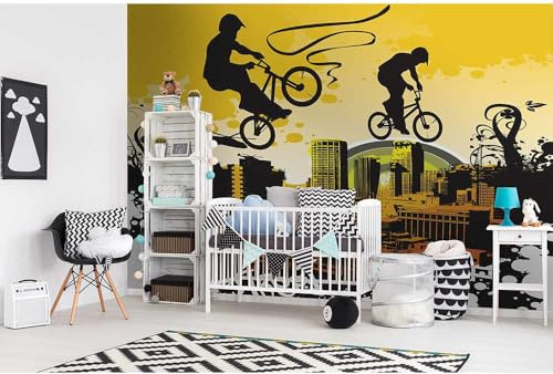 Papier peint intissé VÉLO 375 cm x 250 cm | Tapisserie Murale XXL Poster Décoration - Salon Appartement - Photo d'art Tableaux Muraux | QUALITÉ SUPÉRIEURE - MADE IN EU - Y compris adhésif
