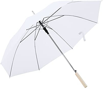 eBuyGB Pack of 6 Automatic Wedding Photographer Parasol Folding Umbrella, Long Umbrella with Stick Handle Rain Stick Umbrella, Umbrella, Colourful - White 37 Inch / 94cm Span 84cm Length