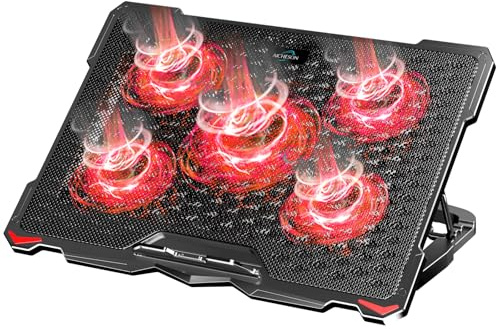 AICHESON Laptop Cooling Pad for 17.3 Notebook, Red 5 Fans