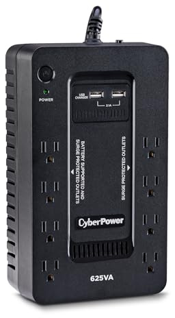 CyberPower ST625U Standby UPS Battery Backup and Surge Protector, 625VA/360W, 8 Outlets, 2 USB Charging Ports, Compact, UL Certified