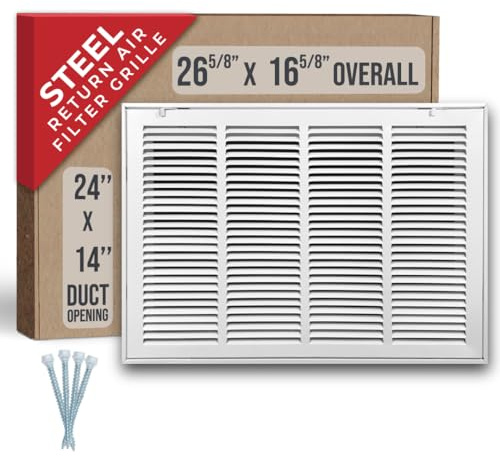 Fits 24x14 Duct Opening | Steel Return Air Filter Grille by Handua [Removable Door] | Vent Cover Grill | White | HVAC Cold Air Intake Grille | Out Dim: 26 5/8W X 16 5/8H