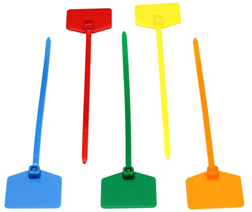 Kabelbinder 120mm beschriftbar mit Beschriftungsfeld 12cm (125, Blau/Gelb/Grün/Orange/Rot)