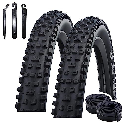 2 x Faltreifen Schwalbe Nobby NIC ADDIX in Schwarz Fahrrad Reifen 57-622 (29 x 2.25) + 2 Schwalbe Schläuche AV19 inkl. 3 Reifenheber