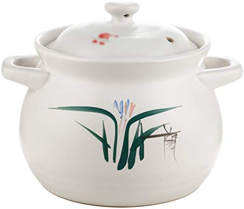 YHRJ Ollas creuset Olla De Barro Resistente Al Calor De Gran Capacidad, Olla De Cazuela Adecuada para 1-6 Personas, Olla De Caolín De Espodumena, (Color : Blanco, Size : 3500ml)