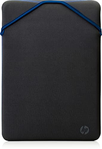 HP Custodia Protettiva Reversibile per Laptop Portatili fino a 15,6 Pollici, Profilo Sottile e Senza Cerniera, Tessuto in Neoprene Disinfettabile e Lavabile in Lavatrice, Colore Nero/Blu