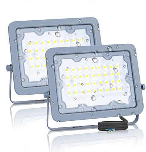 Aigostar Faretto LED da Esterno 30W Faretti LED Esterno 4000K Lampada da Esterno 2450LM impermeabile IP65 per cortile, giardino, garage, 2 pezzi