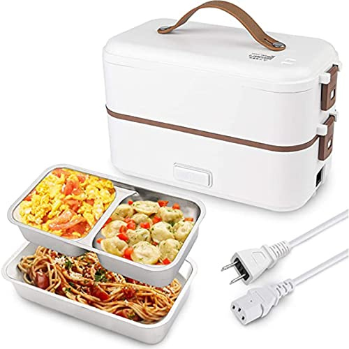 Food Warmer Lunch Box Portable Car Microwave 220V Heated Lunch Boxes for Adults 2 Layers Self Heating Lunch Box Mini Oven Personal Food Heater for Travel, Picnic, Camping