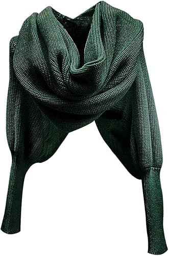 Surakey Winter Warme Gestrickte Schal mit Ärmeln Mode Schal Damen Strickschal Loop Schal Damen Strickpullover Tops Wrap Schal Shawl Cape Multifunktional Schal Für Damen Herren