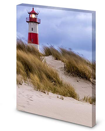 Magnettafel Pinnwand Bild Leuchtturm Strand Düne XXL gekantet Größe 80 x 100 cm
