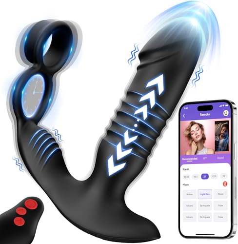 Gobeken Juguetes Sexuales Juguetes Eróticos Para Pareja Sexuales Vibrador Dildo con 7funciones de choque 7 modos de vibración, Consoladores Juguetes Eróticos, Negro