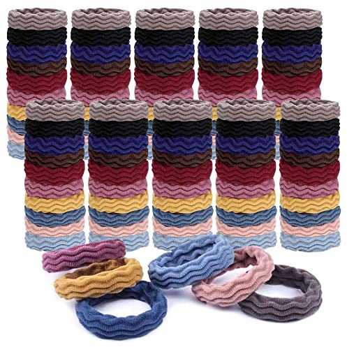 TSHAOUN 100 Stück Dickes Baumwolle Haarband Elastische Zopfgummis Haargummi für Frauen Mädchen Nahtlose Haarbänder Keine Knicke Haarschmuck Dehnbares Pferdeschwanz Halter für Dickes Haar
