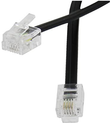 Reulin 12M langes RJ11-Kabel Telefonkabel, 6P4C Westernkabel RJ11 auf RJ11 Stecker Flachkabel 12 M Telefondose Modem Router Fax ISDN/DSL/VDSL Internet, Schwarz, 12 Metre
