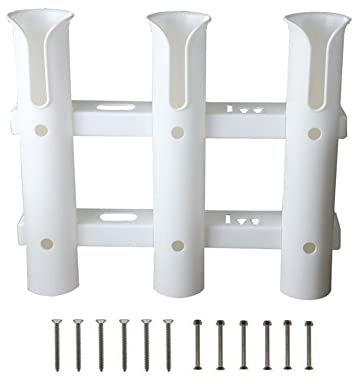 Asudaro Angelhalter Halterung, Fishing Boots Rutenhalter 3 Rutenhalter Angelrutenhalter mit Edelstahl-Klemmschraube Nylon Angelrute Leichter Angelrutenhalter für Wandboot, Kajak, LKW Weiss