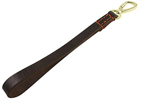 Kurzführer Hund 40cm, Leder Hundeleine Kurz, 2,5cm Breite, Kurze Hunde Lederleine Führleine mit 360° Haken, fur bis 165 Pfund Mittlere und Große Hunde
