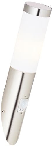 Lightbox Basic torcia da parete per esterni | 40 cm di altezza | Ø 8 cm | luce da parete per esterni con rilevatore di movimento | per l'ingresso di casa | presa E27 | in acciaio inox e plastica