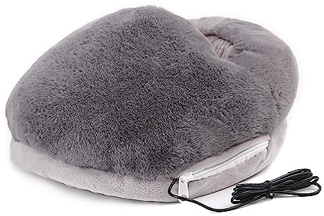 TITA-DONG Fußwärmer, Fußwärmer Elektrisch, USB-Fußwärmer, Plüsch-weiche USB-Fußkissenheizung für Männer und Frauen, Elektrische Heizung, Waschbar, für Den Winter, Zuhause, Büro, Heizung,(Grau)