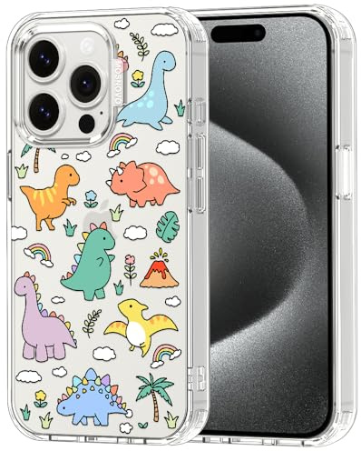MOSNOVO für iPhone 15 Pro Hülle – Durchsichtige, schlanke, stoßfeste TPU+PC-Handyhülle, [6,6 Fuß Fallschutz/Anti-Abziehen] - Dinosaurierland