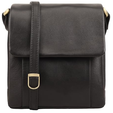 Lloyd Baker - RAISA Echtleder Umhängetasche, weiche Schultertasche mit verstellbarem Riemen, kompakte Größe mit mehreren Fächern und Reißverschlusstasche auf der Rückseite, Schwarz , Small