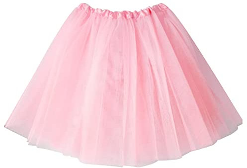 Tüllrock Damen Tütü Klassisch Elastisch 3-Lagig Tutu Tüllrock Schwarz Weiß Rosa 80er Tütü Rock Damen Kurz Schick Minirock Ballett Petticoat Party Festival Rave Outfit Abend Erwachsene Weihnachten