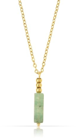 Made by Nami Edelstein Kette Damen Gold mit türkisem Amethyst Stein Anhänger 40 + 5 cm Spiritueller Schmuck