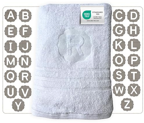 my STITCHERY Handtuch mit Buchstabe Bestickt, Oeko-TEX® Standard 100 - Personalisiertes Badetuch aus nachhaltiger Baumwolle mit gesticktem Monogramm (50 x 100 cm, Ohne Umrandung)