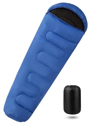 Schlafsack Sommer für Erwachsene | 3 Jahreszeiten Schlafsack Ultraleicht 1200g | Schlafsäcke Wasserdicht, kleines Packmaß | Mumienschlafsäcke für Camping, Wandern, Indoor, Outdoor Picknick(Blue