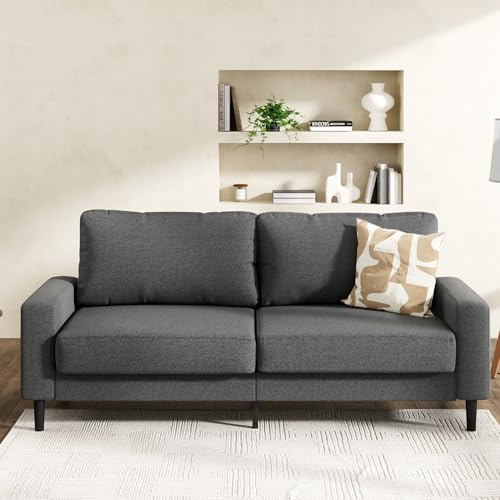 Zinus Colton Sofas & Couches - 3 Sitzer Sofa 195 x 88 x 83 cm - Modernes, Zeitgemäßes Design - Couch 3 Sitzer - Wohnzimmermöbel - Dunkelgrau