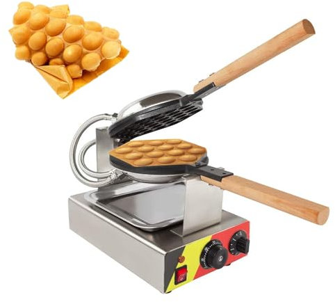 Kindevieft Bubble Waffle Maker, Electric Non stick Hong Kong Egg Waffler Machine, Stainless Steel Egg Waffler Iron Mould, for Cafe Restaurant Household Cake Shop