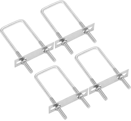PATIKIL Kit de pernos cuadrados en U M8 x 50 x 120 mm, juego de 4 pernos cuadrados de acero inoxidable 304 en forma de U, piezas de repuesto con placas de marco y tuercas para tabla de esquí, velero