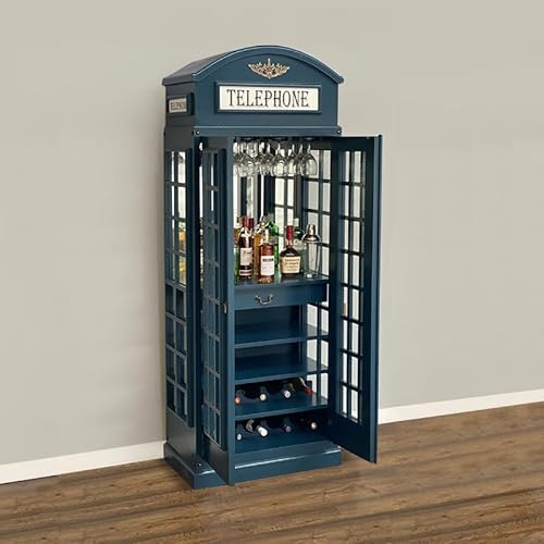 White Star Drinks Cabinet – Iconic BT Telephone Box Style Bar 2 Doors- Haigh Blue