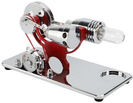 Heißluft-Stirlingmotor-Motormodell, Bunte LED-Beleuchtung, Stromgenerator, Dampfwärme, Stromgenerator, Modell, Fantasie, Physik, Entwicklung, Lernspielzeug (Rot)