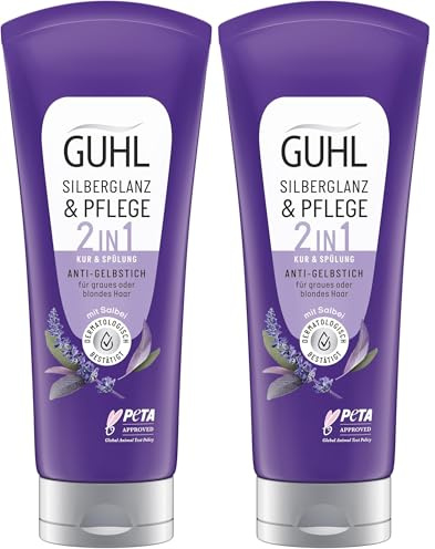 Guhl Silberglanz & Pflege Kur - Inhalt: 200 ml - Haartyp: grau, blond - Anti-Gelbstich (Packung mit 2)