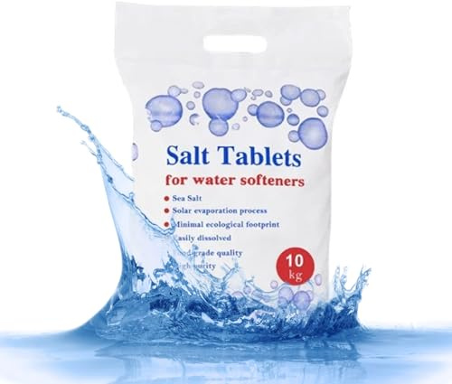 High Purity Sea Salt Water Softener Salt Tablets 10kg (1 Bag), Softens Water, Extends Appliance Life, Improves Lathering, Skin & Hair Care - Easily Dissolved Salt Tablets for Water Softener