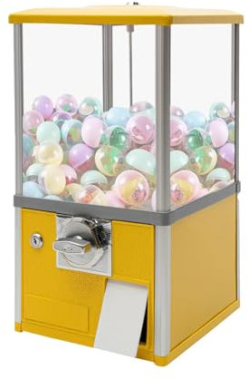 Kaugummiautomat,Kommerzieller Bonbon Kaugummiautomat,Verkaufsautomat Münzbetriebener,Runder Kapsel Hüpfballspender,für Zuhause, Spieleläden und Einzelhandelsgeschäfte(Yellow,10 PENNY/One Times)