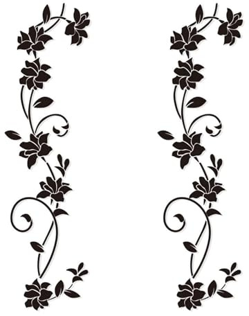 2 Stück Wandaufkleber Blumenranken Schwarz Wandtattoos Blumen Ranke Wandbilder Aufkleber für Schlafzimmer Dekoration