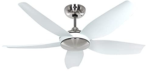 Eco Volare II Energy Saving Ceiling Fan with Remote Control 116 cm Brushed Chrome / White